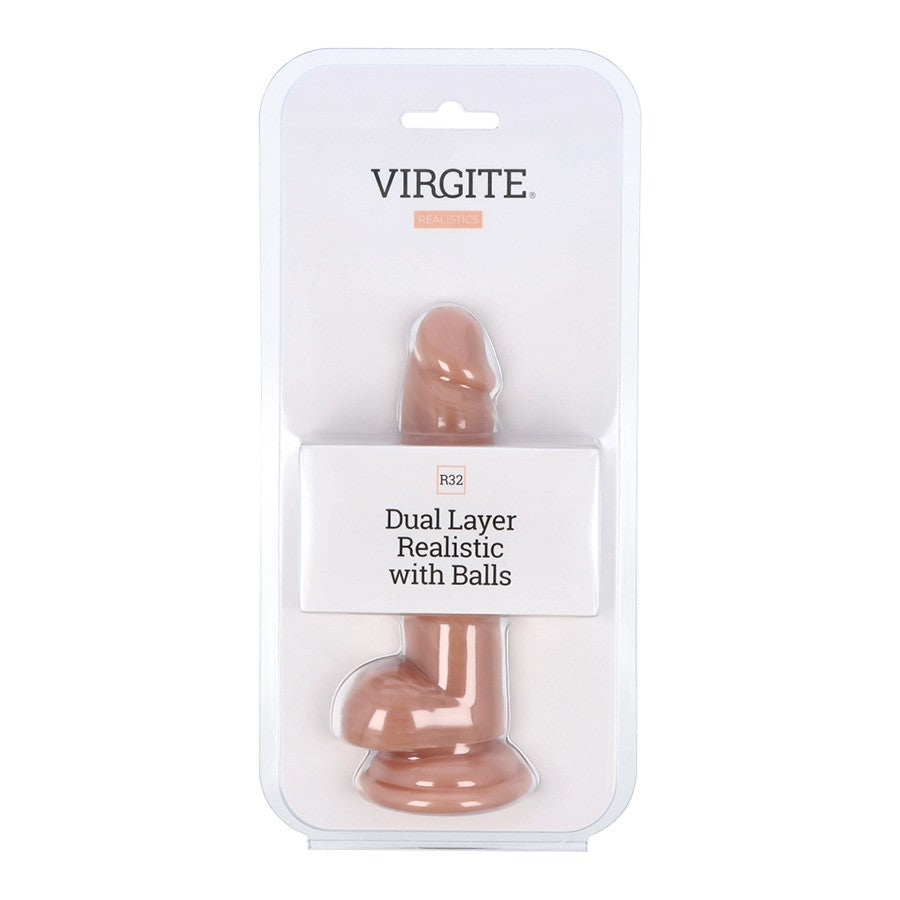 Dildo Dual Layer Realistic With Balls 17CM R32