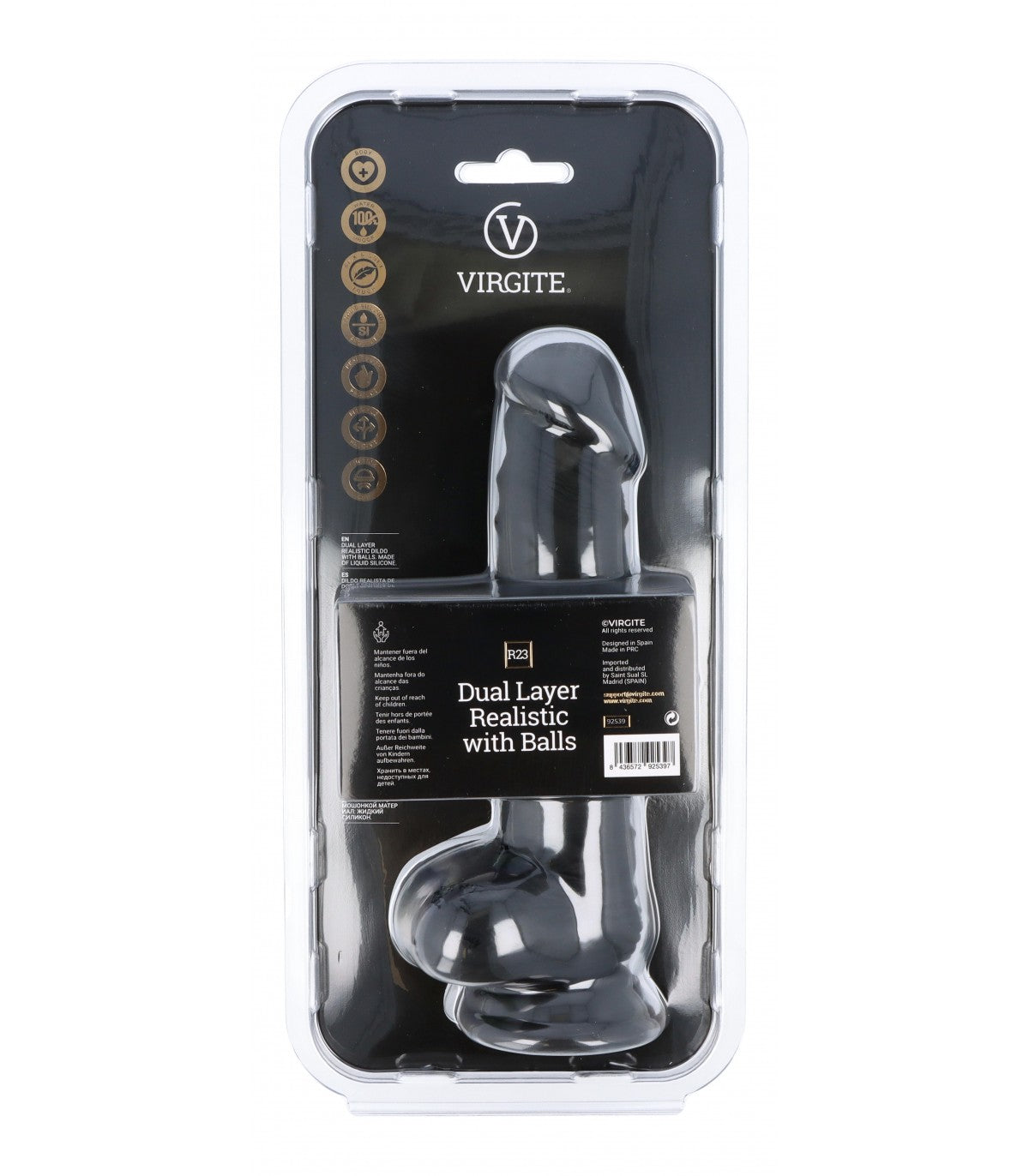 Dildo Dual Layer Realistic 20CM R23 Black