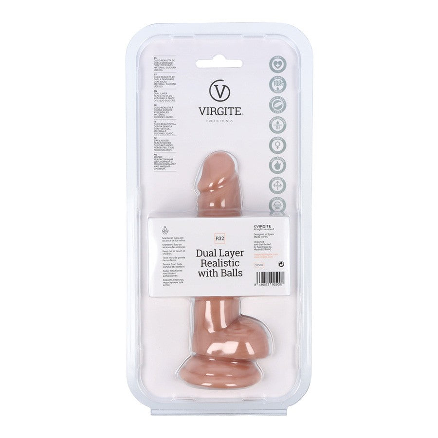 Dildo Dual Layer Realistic With Balls 17CM R32