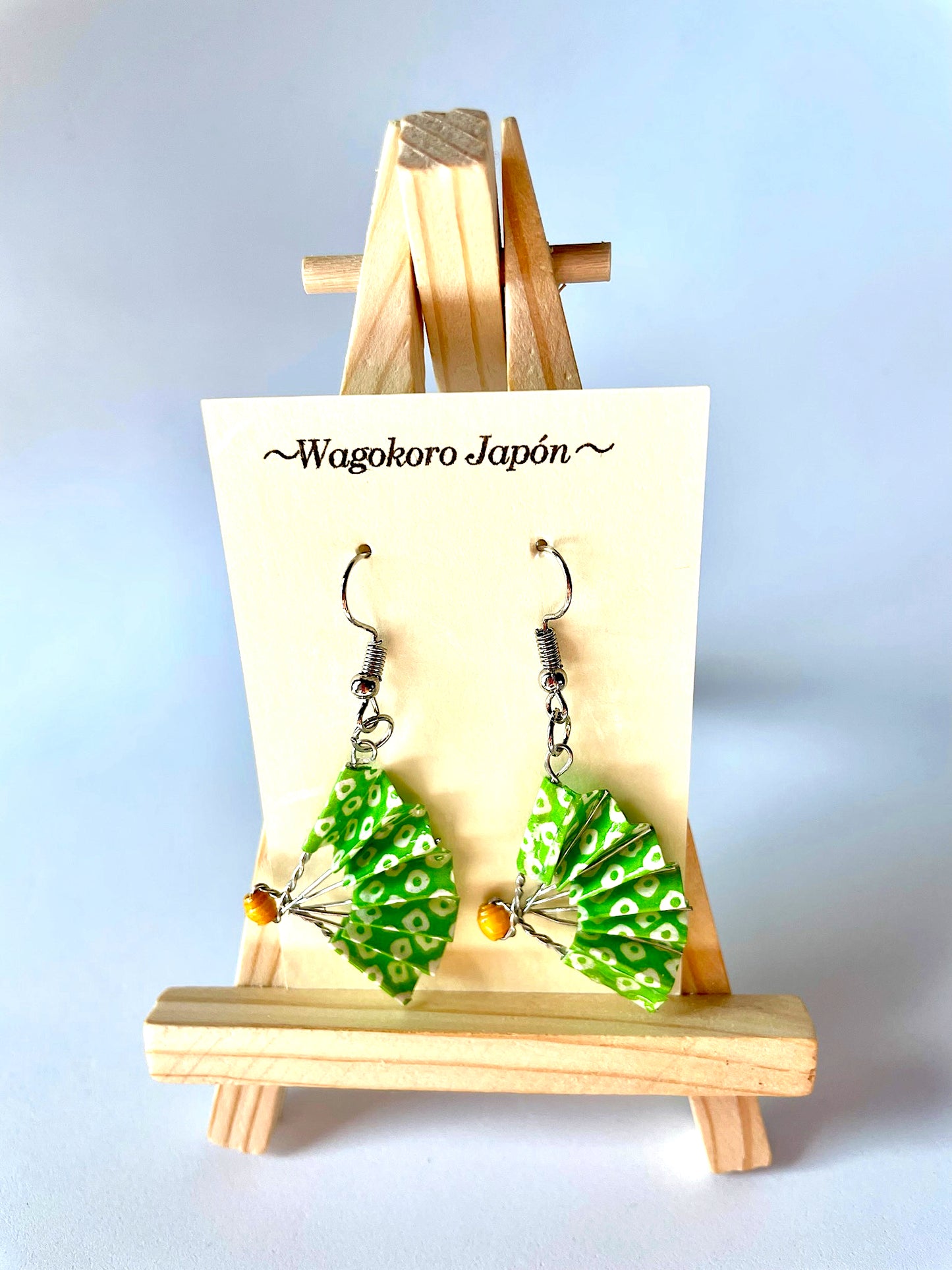 Wagokoro Japón Pendientes Abanico Verde