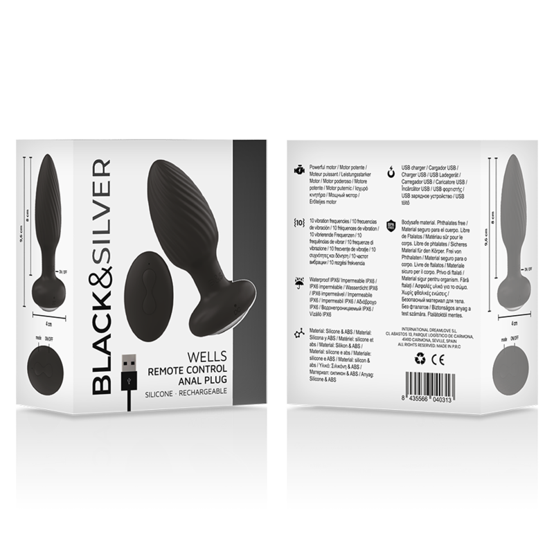 Plug Anal Wells Control Remoto Recargable Negro