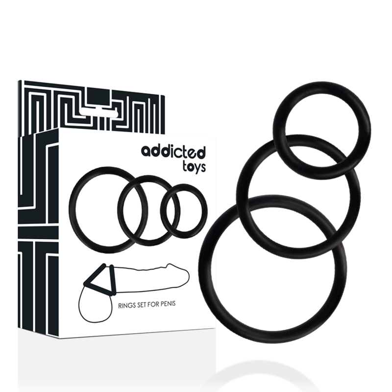 Kit 3 Anillos Addicted Negro