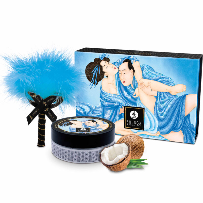 Shunga Polvos de Masaje con Pluma Sabor Coco
