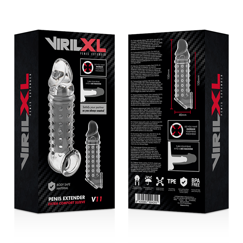 Extensión y Funda de Pene Transparente VirilXL V11