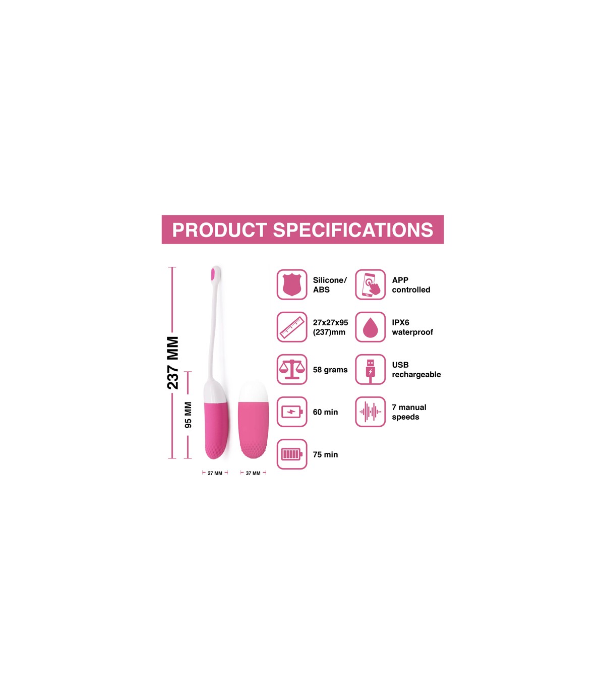 Huevo Vibrador Magic Motion con App Recargable Rosa