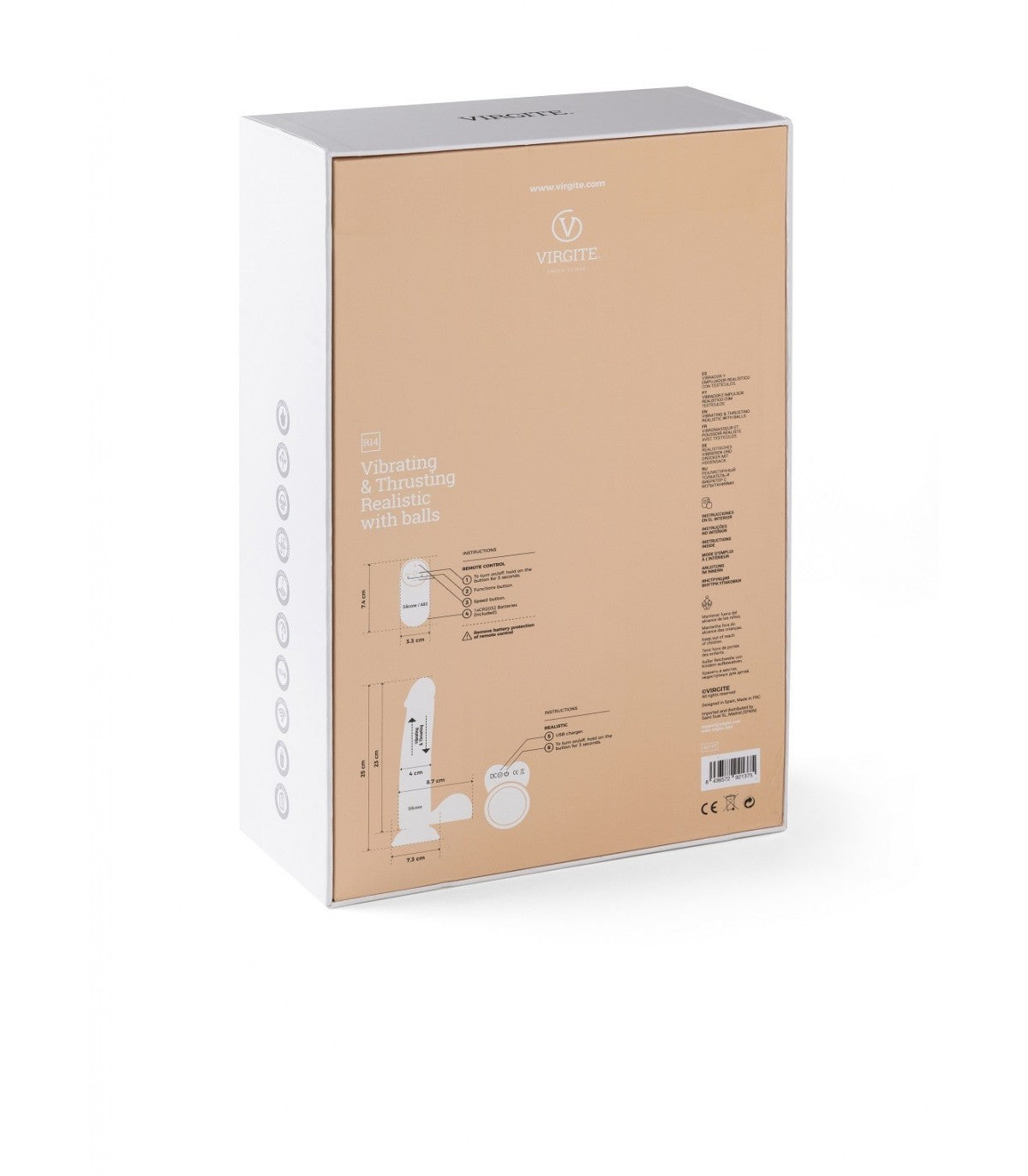 Vibrador Realístico R14 23CM Sube y Baja con Control Remoto
