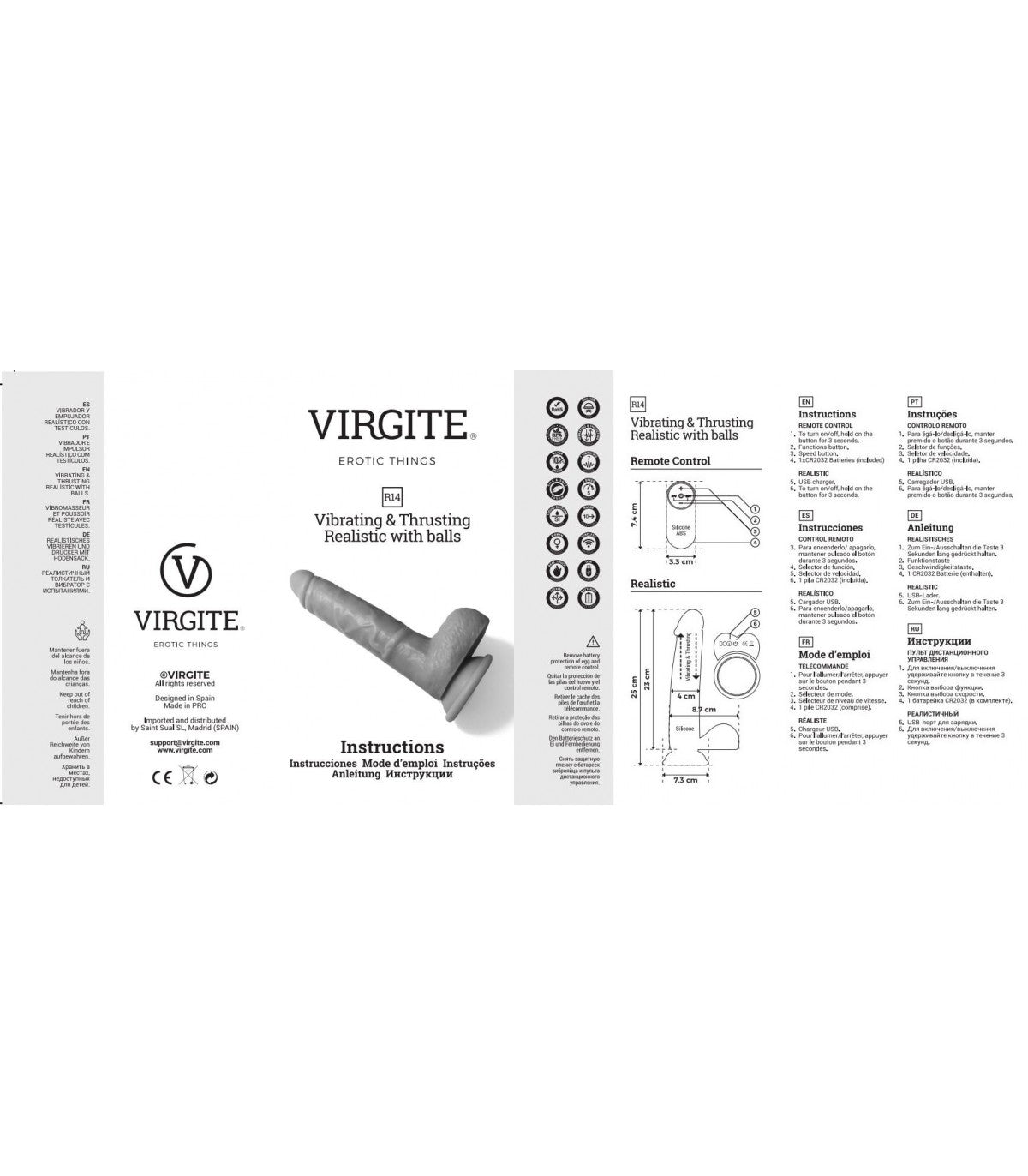 Vibrador Realístico R14 23CM Sube y Baja con Control Remoto