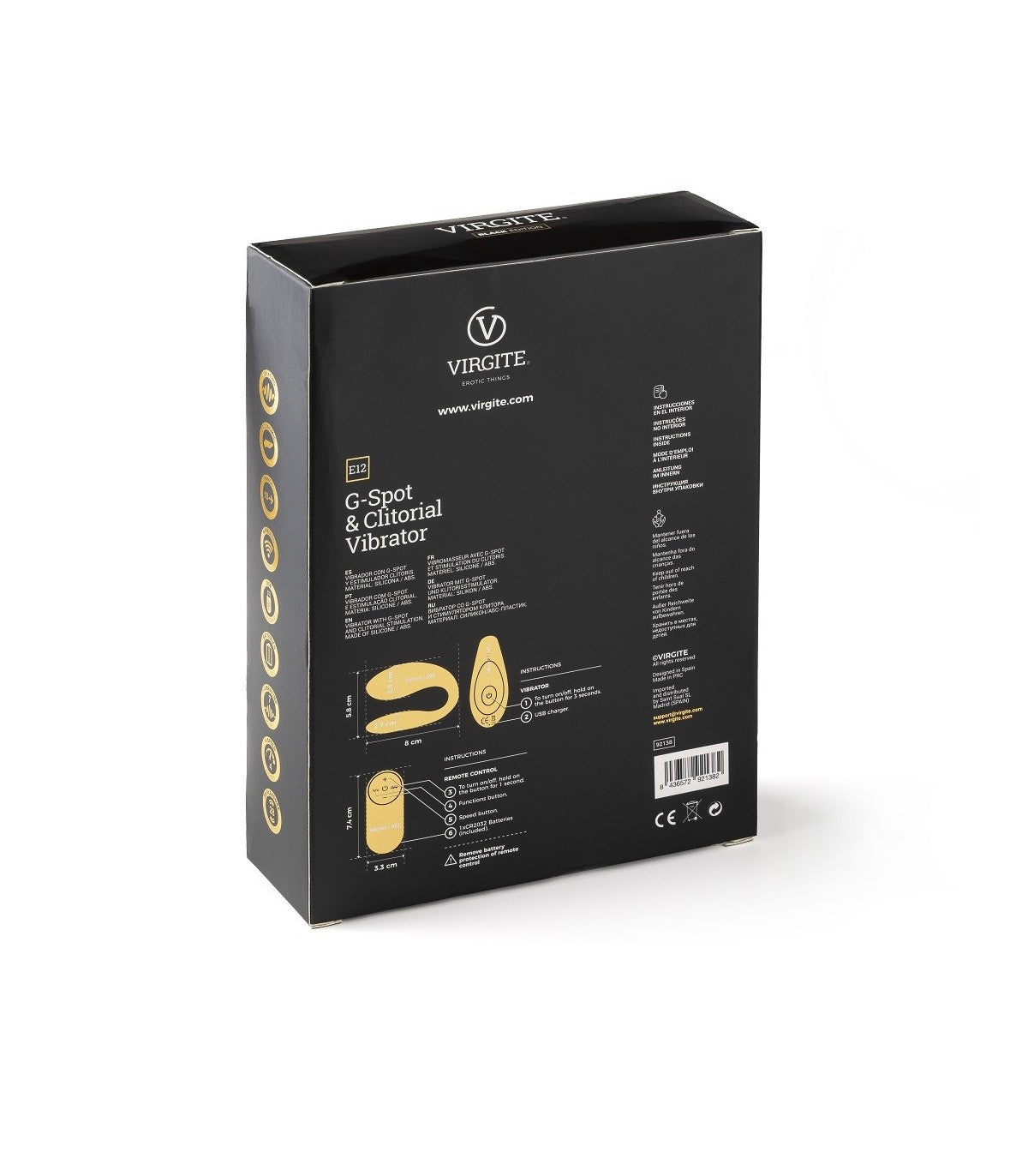 Vibrador G-Spot & Clítoris Control Remoto E12 Black Edition