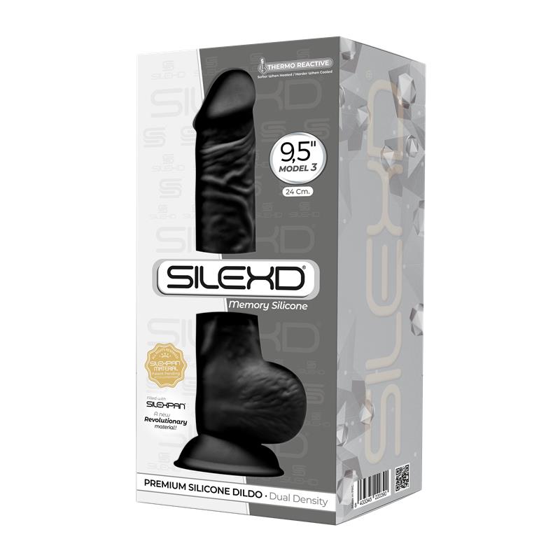 Silexd Dildo Silicona 9,5" Model 1 Thermo Reactive Negro 24CM