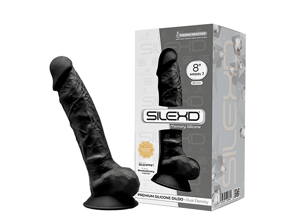 Silexd Dildo Silicona 8" Model 1 Thermo Reactive Negro 20CM