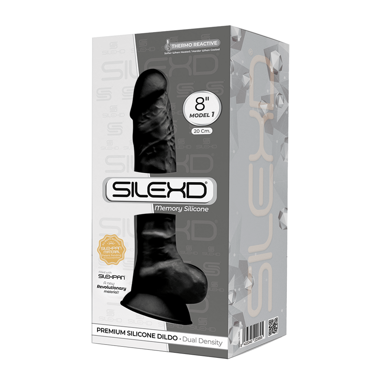 Silexd Dildo Silicona 8" Model 1 Thermo Reactive Negro 20CM