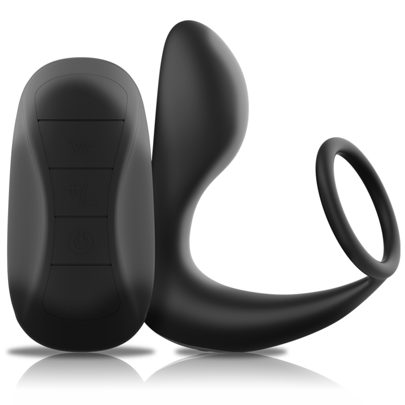 Plug Anal Prostático Con Anillo Control Remoto Recargable Negro