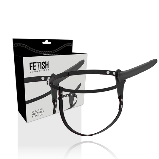 Arnés Strap-On Silicona Vibrador USB Negro