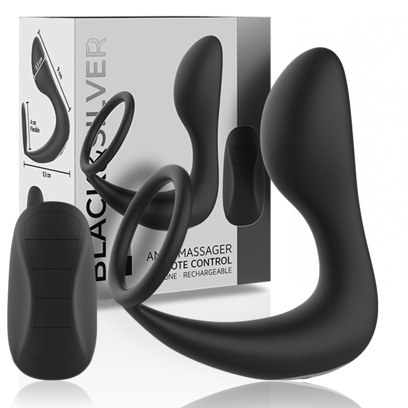 Plug Anal Prostático Con Anillo Control Remoto Recargable Negro