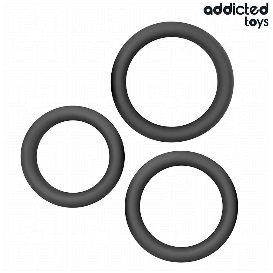 Kit 3 Anillos Negro Planos