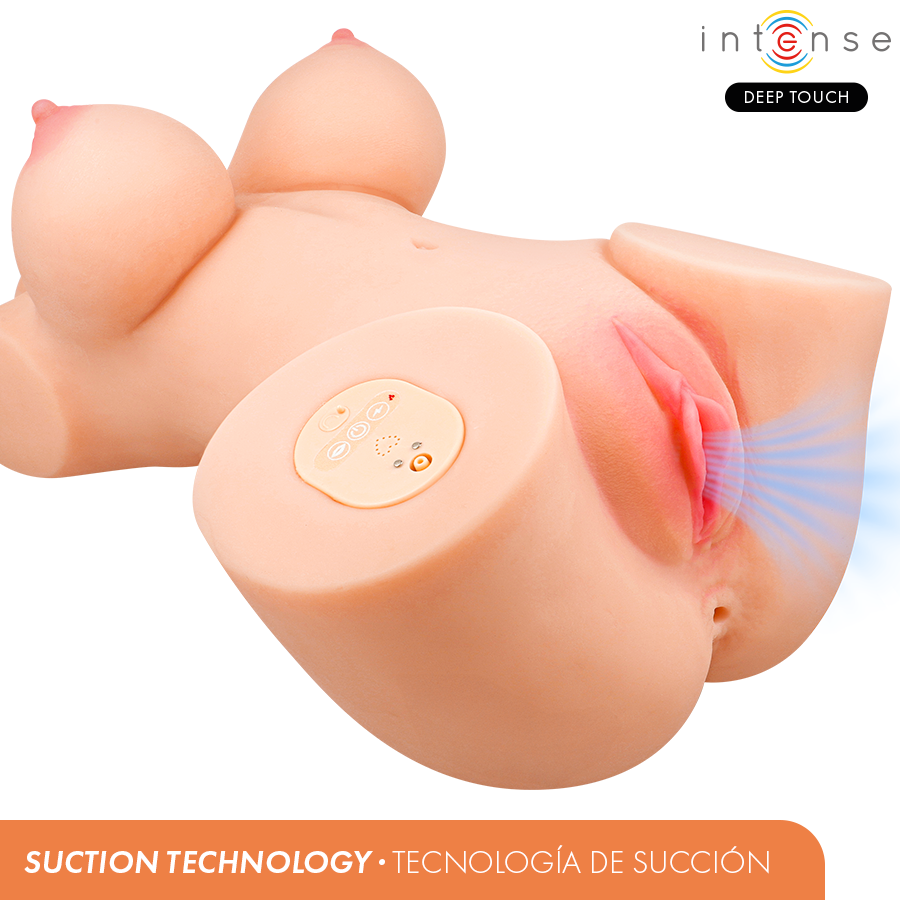Torso Vagina con Succión, Calor y Vibración, Control Remoto