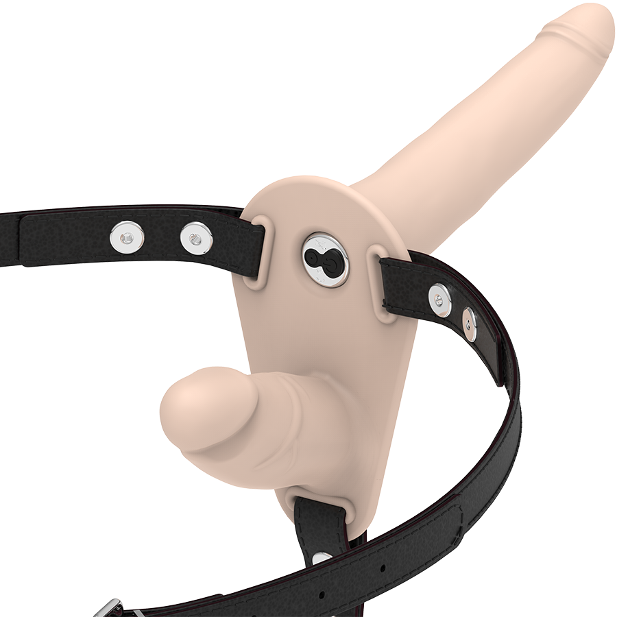 Arnés Doble Strap-On Silicona Vibrador USB