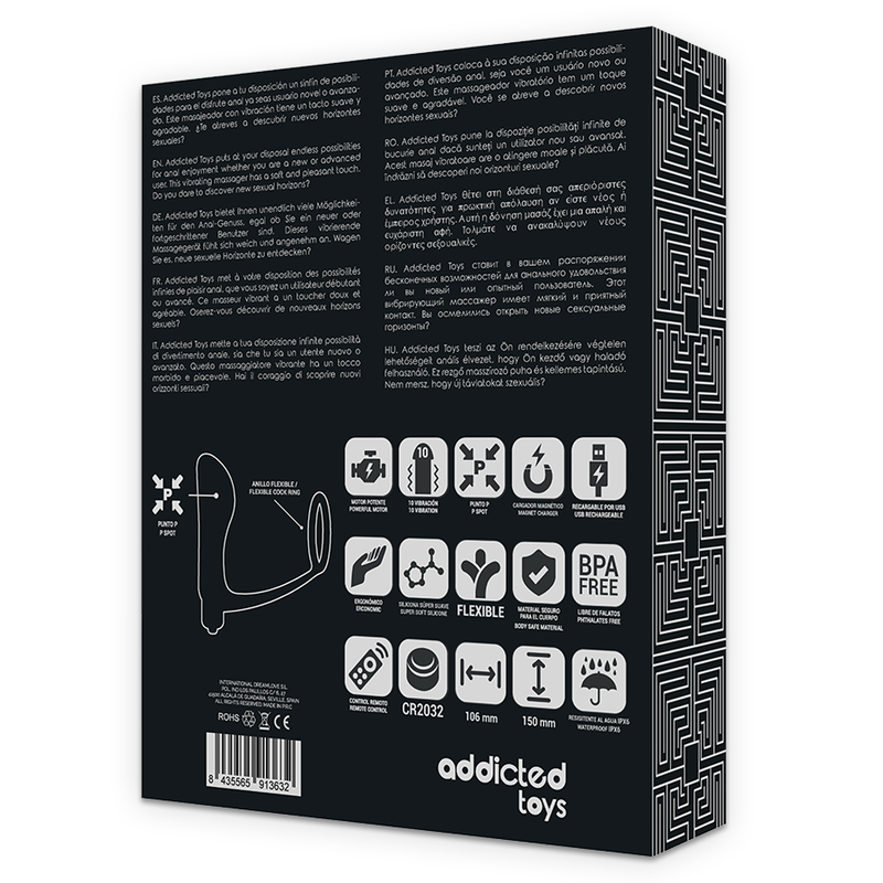 Vibrador Prostático con Anillo Control Remoto USB