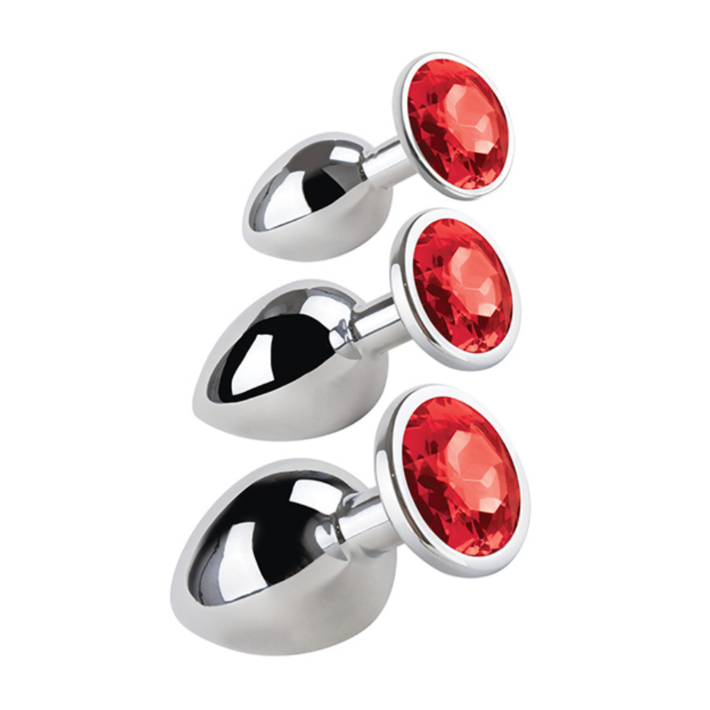 Kit 3 Plugs Joyas Rojas Anal Metal