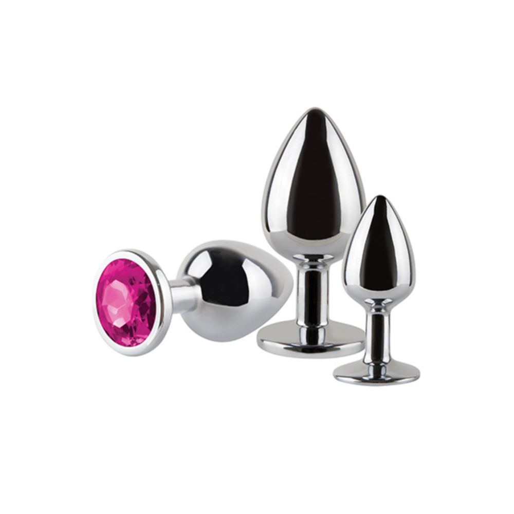 Kit 3 Plugs Joyas Rosas Anal Metal