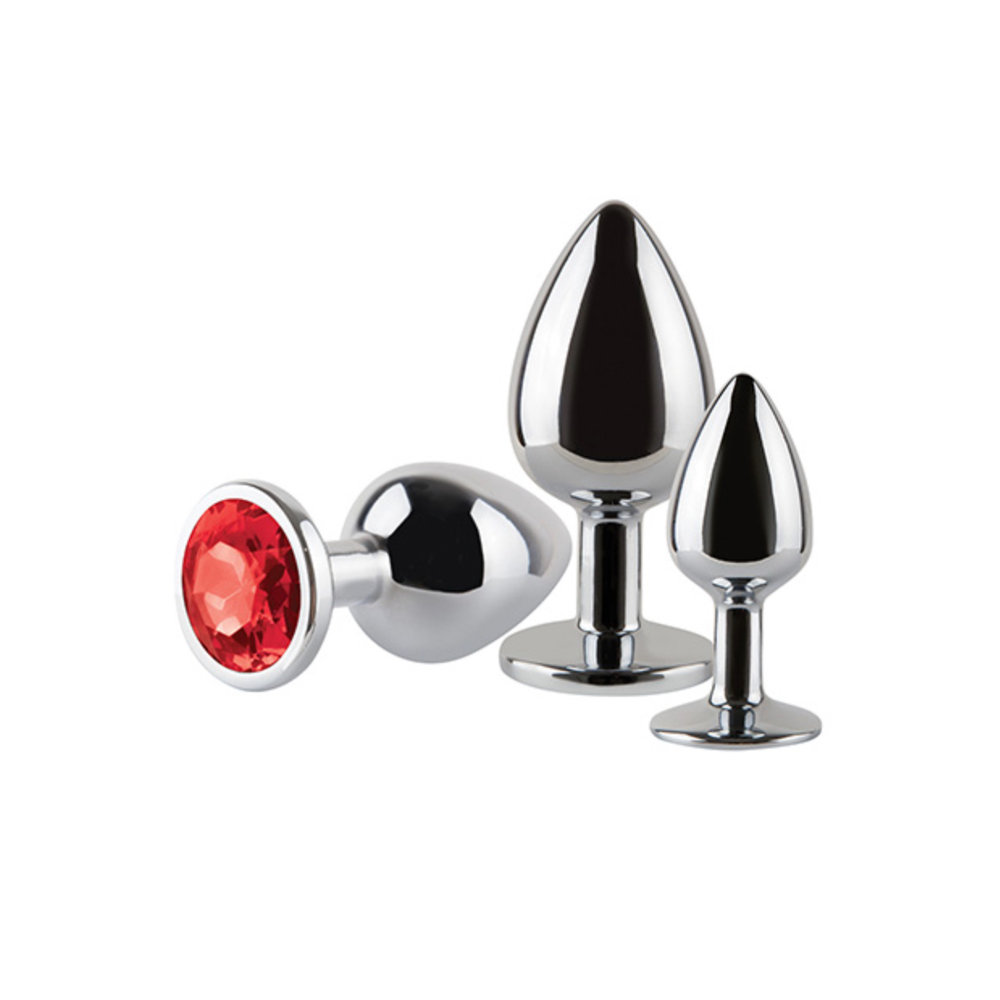 Kit 3 Plugs Joyas Rojas Anal Metal