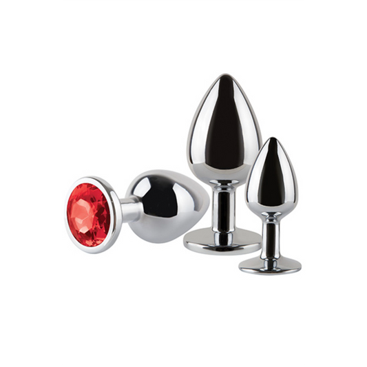 Kit 3 Plugs Joyas Rojas Anal Metal