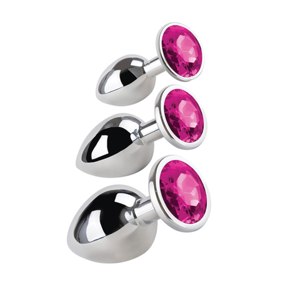 Kit 3 Plugs Joyas Rosas Anal Metal