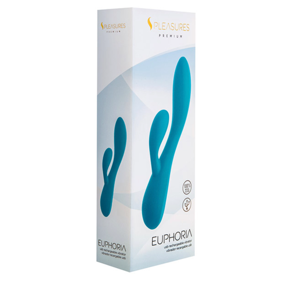 Vibrador Doble Euphoria Recargable Turquesa