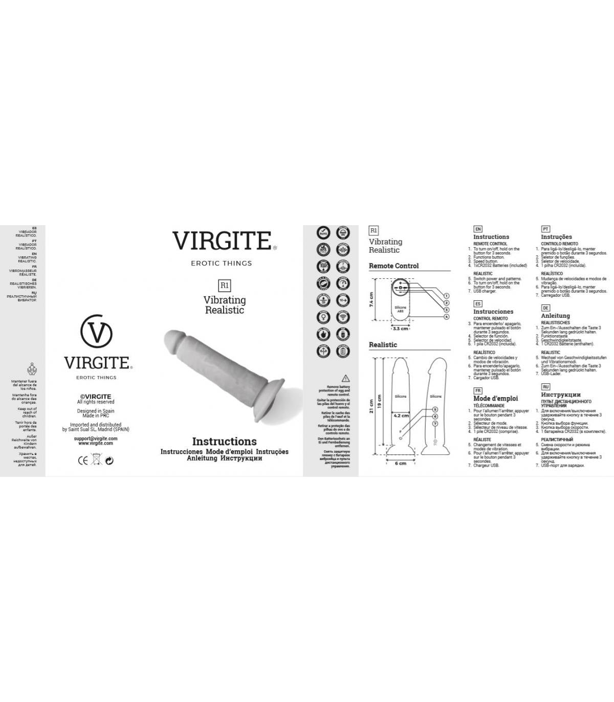 Vibrador Realístico R1 19CM con Control Remoto