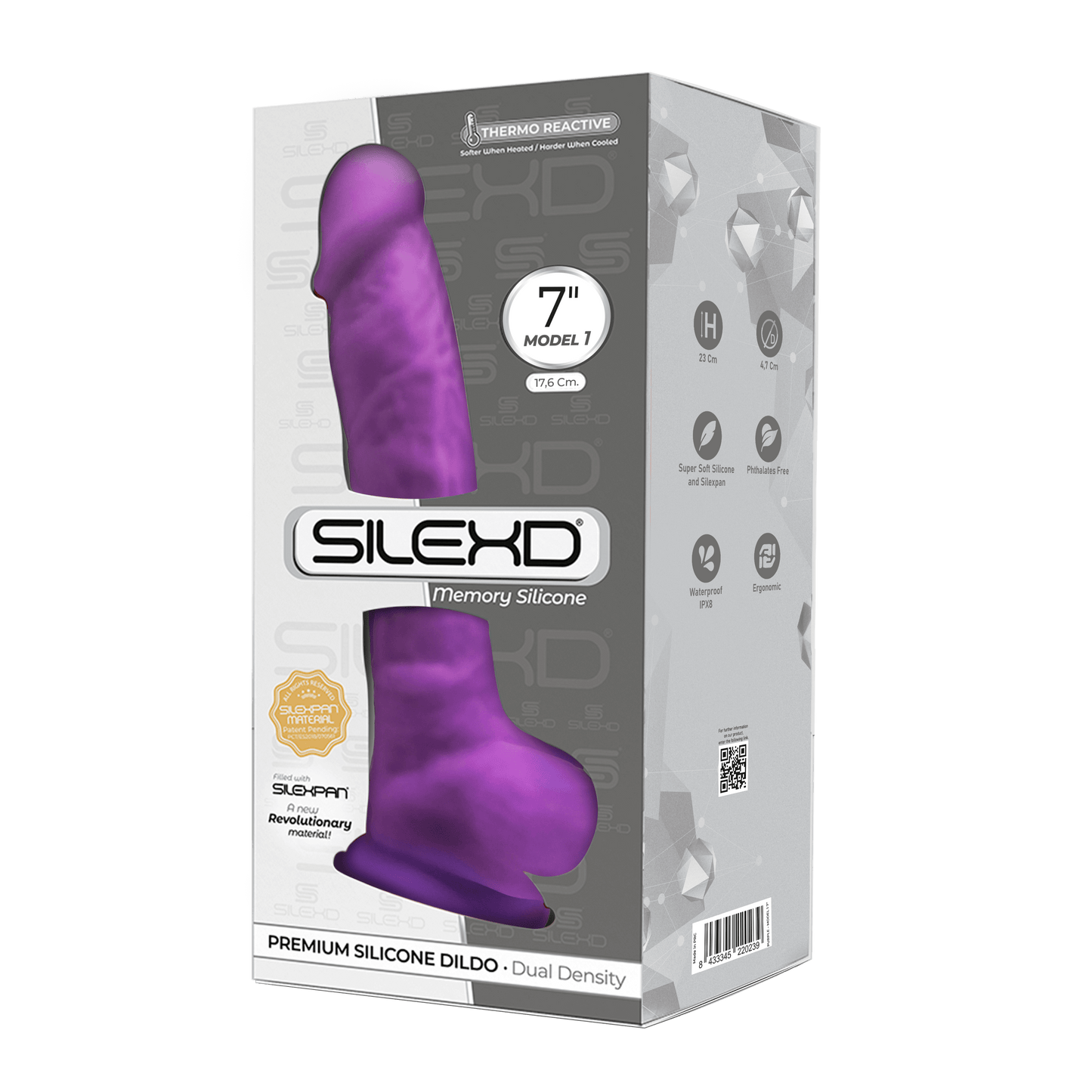 Silexd Dildo Silicona 7" Model 1 Thermo Reactive Purple