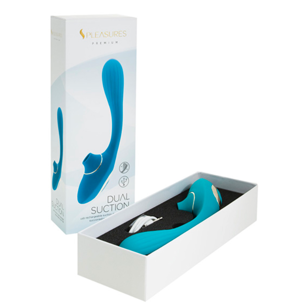 Succionador Vibrador Pleasures Dual Suction Turquesa