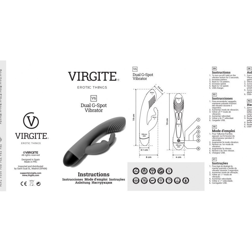 Vibrador Conejito Punto G V6 Rojo USB